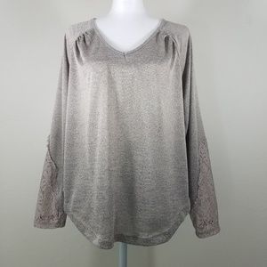 One World Long Sleeve Lace Top Size M